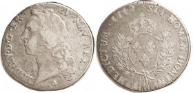 FRANCE, Ecu 1747-& (Aix), VG-F, lt tone, some rev adj marks, obscuring mintmk, but mint identifiable by obv different.