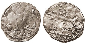 ITALY, Papal States, Leo X de Medici 1513-21, Æ Quattrino, Papal arms/lion stg l...