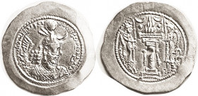 SASANIAN, Yazdgard I, 399-420, Drachm, Bust r/fire altar etc, Ray Mint, 29 mm, Mint state, bright lustrous silver, typically crude but less so than us...