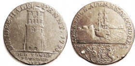 SCOTLAND, Conder Token 1/2d 1795, Dundee D&H 10, Tower/ship in harbor; Nice F, medium brown, sm dig on rev, otherwise problem-free.