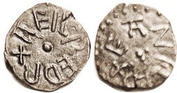 Northumbria, Sceat, Aethelred II, 841-44, Eanred moneyer, S865, Lgnd around pellet/similar, 13+ mm; EF, small area of wkness/crudeness each side, good...