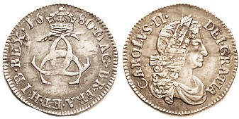 Charles II, Maundy 3 pence 1680, VF, actually hardly worn but sl crude strike, f...