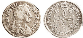 Charles II, 4 Pence, 1682/1, VF, nice lustery silver with a few minor metal faults, ltly toned. Scarce!