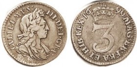 William III, Maundy 3 Pence 1699, Choice F-VF, well struck on excellent metal with lt old tone.