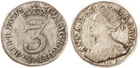 Anne, Maundy 3 Pence, 1709, AVF, minor haymarking, lt old toning.