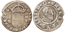 Philip IV, 16 Maravedis, 1664 Cuenca, 25+ mm, Nice VF/F, sm edge irregularity, smooth medium brown, bold features.