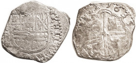 Philip IV, Cob 4 Reales, 1635-PO Toledo, Shield/lions & castles, detail of F/G but actually almost as struck with muted original color, ltly toned; fu...