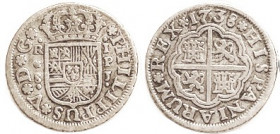 Philip V, Real, 1738 Seville-PJ, VF, well struck, ltly toned, nice.