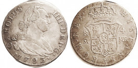 Charles IV, 4 Reales, 1793 Madrid MF, Choice VF, excel-lent metal, nice tone, strong portrait detail. Possibly 1793/2. (A VF- brought $145, Aureo & Ca...