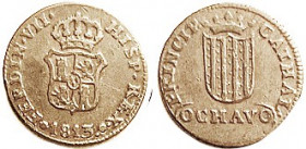 CATALUNA Ochavo, 1813, VF, medium brown, nice. (A VF+/EF- brought $214 + tip, Herrero 2/18)