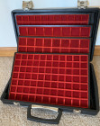 ABAFIL "Mediodiplomat" suitcase with 4 red plush trays with spaces for 254 coins. Used but not abused. Abafil's retail price seems to be 259 Euros.