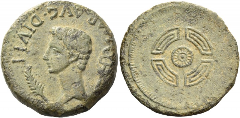 Octavian as Augustus, 27 BC – 14 AD. Bronze, uncertain mint in the Iberian Penin...