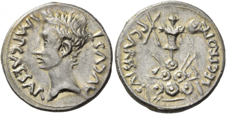 Octavian as Augustus, 27 BC – 14 AD. P. Carisius. Denarius, Emerita circa 25-23 ...