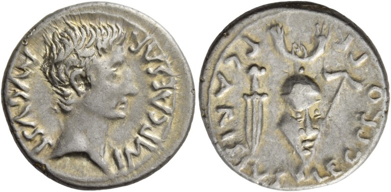 Octavian as Augustus, 27 BC – 14 AD. P. Carisius. Denarius, Emerita circa 25-23 ...
