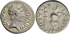 Octavian as Augustus, 27 BC – 14 AD. P. Carisius. Denarius, Emerita circa 25-23 BC, AR 4.16 g. IMP CAESAR – AVGVST Bare head r. Rev. P CARISIVS LEG PR...