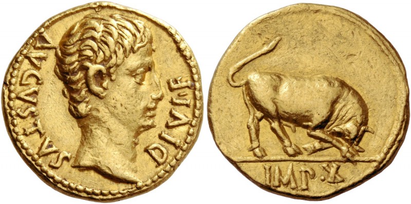 Octavian as Augustus, 27 BC – 14 AD. Aureus, Lugdunum 15-13 BC, AV 7.83 g. AVGVS...
