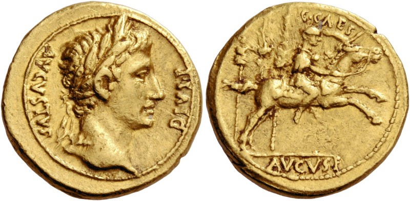 Octavian as Augustus, 27 BC – 14 AD. Aureus, Lugdunum 8 BC, AV 7.83 g. AVGVSTVS ...