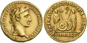 Octavian as Augustus, 27 BC – 14 AD. Aureus, Lugdunum circa 2 BC - 4 AD, AV 7.82 g. CAESAR AVGVSTVS – DIVI F PATER PATRIAE Laureate head r. Rev. AVGVS...