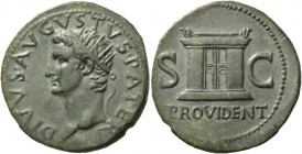 Octavian as Augustus, 27 BC – 14 AD. Divus Augustus. As circa 22-30, Æ 11.27 g. DIVVS AVGVSTVS PATER Radiate head l. Rev. S – C Altar-enclosure with d...