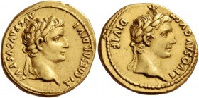 Tiberius augustus, 14 – 37. Aureus, Lugdunum 14-16, AV 7.82 g. TI CAESAR DIVI – AVG F AVGVSTVS Laureate head of Tiberius r. Rev. DIVOS AVGVST – DIVI F...