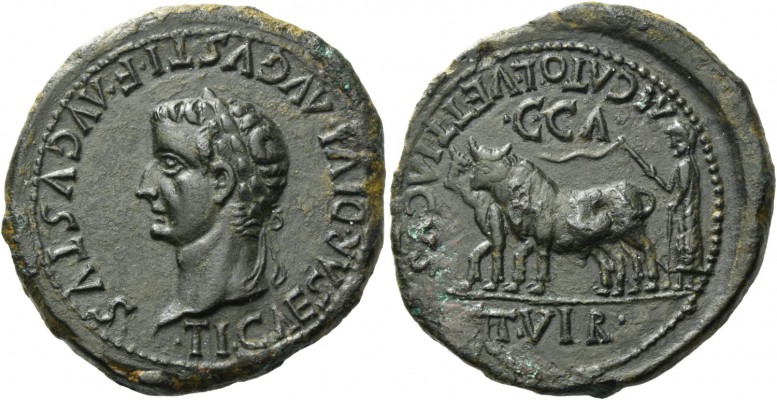 Tiberius augustus, 14 – 37. M. Catus, L. Vettiacus II viri. Bronze, Caesaraugust...