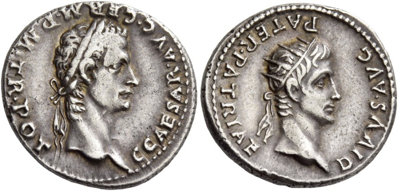 Gaius, 37-41. Denarius circa 37-38, AR 3.80 g. C CAESAR AVG GERM P M TR POT Laur...