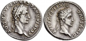 Gaius, 37-41. Denarius circa 37-38, AR 3.80 g. C CAESAR AVG GERM P M TR POT Laureate head of Gaius r. Rev. DIVVS AVG – PATER PATRIAE Radiate head of A...