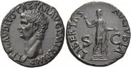 Claudius augustus, 41 – 54. As circa 41-50, Æ 9.68 g. TI CLAVDIVS CAESAR AVG P M TR P IMP Bare head l. Rev. LIBERTAS – AVGVSTA / S – C Libertas draped...