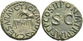 Claudius augustus, 41 – 54. Quadrans 42, Æ 2.02 g. TI CLAVDIVS CAESAR AVG Hand holding scales; below, PNR. Rev. PON M TR P IMP P P COS II around S C. ...