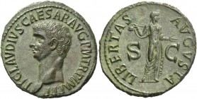 Claudius augustus, 41 – 54. As 50-54, Æ 10.94 g. TI CLAVDIVS CAESAR AVG P M TR P IMP P P Bare head l. Rev. LIBERTAS – AVGVSTA S – C Libertas, draped, ...