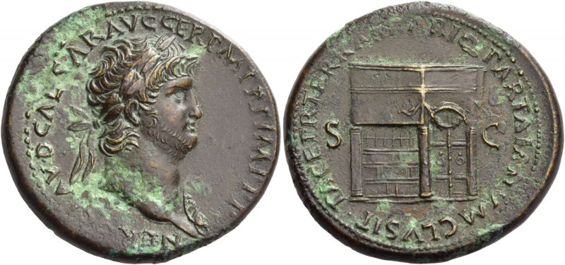 Nero augustus, 54 – 68. Sestertius circa 65, Æ 29.29 g. NERO CLAVD CAESAR AVG GE...