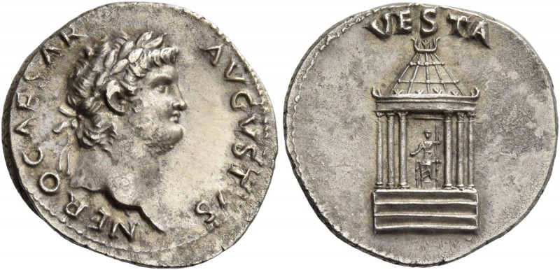 Nero augustus, 54 – 68. Denarius circa 65-66, AR 3.32 g. NERO CAESAR – AVGVSTVS ...