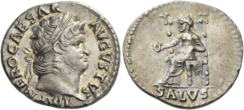 Nero augustus, 54 – 68. Denarius circa 66-67, AR 3.45 g. IMP NERO CAESAR – AVGVS...