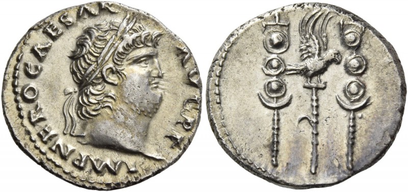 Nero augustus, 54 – 68. Denarius circa 67-68, AR 3.26 g. IMP NERO CAESAR – AVG P...