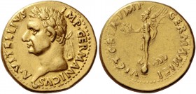 Vitellius, January – December 69. Aureus, Tarraco (?) January-June 69, AV 7.29 g. A VITELLIVS – IMP GERMANICVS Laureate bust l., with globe at point o...