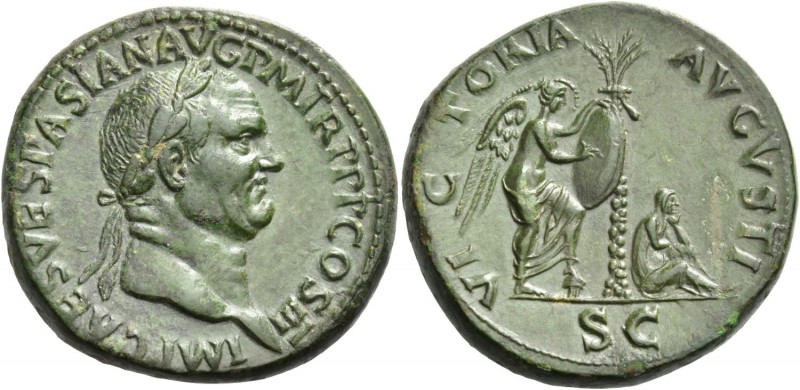 Vespasian, 69 – 79. Sestertius 71, Æ 27.12 g. IMP CAES VESPASIAN AVG PM TR P P P...