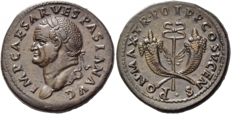 Vespasian, 69 – 79. Dupondius, 74, Æ 13.33 g. IMP CAESAR VESPASIAN AVG Laureate ...