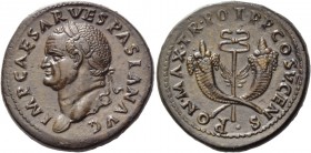 Vespasian, 69 – 79. Dupondius, 74, Æ 13.33 g. IMP CAESAR VESPASIAN AVG Laureate head l. Rev. PON MAX TR POT P P COS V CENS Two cornuacopiae in saltire...