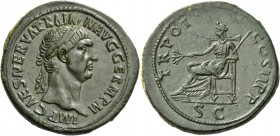 Trajan augustus, 98 – 117. Sestertius Autumn 98 - Autumn 99, Æ 28.11 g. IMP CAES NERVA TRAIA – N AVG GERM P M Laureate head r. Rev. TR POT – COS II P ...