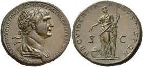 Trajan augustus, 98 – 117. Sestertius circa February 114 - Augustus 117, Æ 27.58 g. IMP CAES NER TRAIANO OPTIMO AVG GER DAC PARTHICO P M TR P COS VI P...