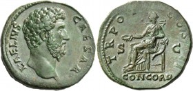 Aelius caesar, 136 – 138. Sestertius 137, Æ 23.43 g. L AELIVS – CAESAR Bare head r. Rev. TR POT – COS II S C Concordia seated l., holding patera in r....