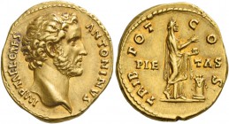 Antoninus Pius caesar, 25th February – 10th July 138. Aureus 138, AV 7.26 g. IMP T AEL CAES – ANTONINVS Bare head r. Rev. TRIB POT – CO – S Pietas vei...