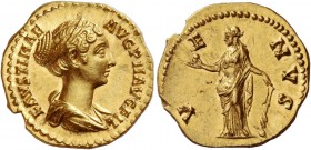 Faustina II, daughter of Antoninus Pius and wife of Marcus Aurelius. Aureus 152-153, AV 7.15 g. FAVSTINAE – AVG PII AVG FIL Draped bust r., with band ...