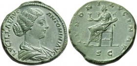 Lucilla, daughter of Marcus Aurelius and wife of Lucius Verus. Sestertius 164-169 or later, 183 (?), Æ 24.82 g. LVCILLAE AVG – ANTONINI AVG F Draped b...