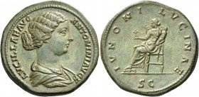 Lucilla, daughter of Marcus Aurelius and wife of Lucius Verus. Sestertius 164-169 or later, 183 (?), Æ 25.17 g. LVCILLAE AVG – ANTONINI AVG F Draped b...