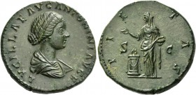 Lucilla, daughter of Marcus Aurelius and wife of Lucius Verus. Sestertius circa 164-169, Æ 24.24 g. LVCILLAE AVG ANTONIN AVG F Draped and diademed bus...