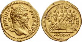 Septimius Severus augustus, 193 – 211. Aureus circa 209, AV 7.55 g. SEVERVS – PIVS AVG Laureate head r. Rev. LIBERALIT – AS Septimius Severus, Caracal...