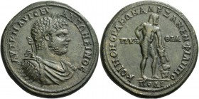 Caracalla augustus, 198 – 217. Medallion Philippopolis Traciae 198-217, Æ 53.08 g. AVT K M AVP CEV – ANTΩNEINOC Laureate, draped and cuirassed bust r....