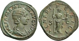 Julia Mamaea, mother of Severus Alexander. Sestertius 224, Æ 24.56 g. IVLIA MAMA – EA AVGVSTA Diademed and draped bust r. Rev. VENERI – F – E – LICI S...