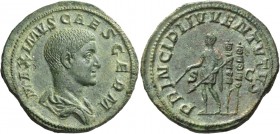 Maximus caesar, late 235 – early 236. Sestertius early 236-April 238, Æ 25.42 g. MAXIMVS CAES GERM Draped bust r. Rev. PRINCIPI IVVENTVTVS S – C Maxim...